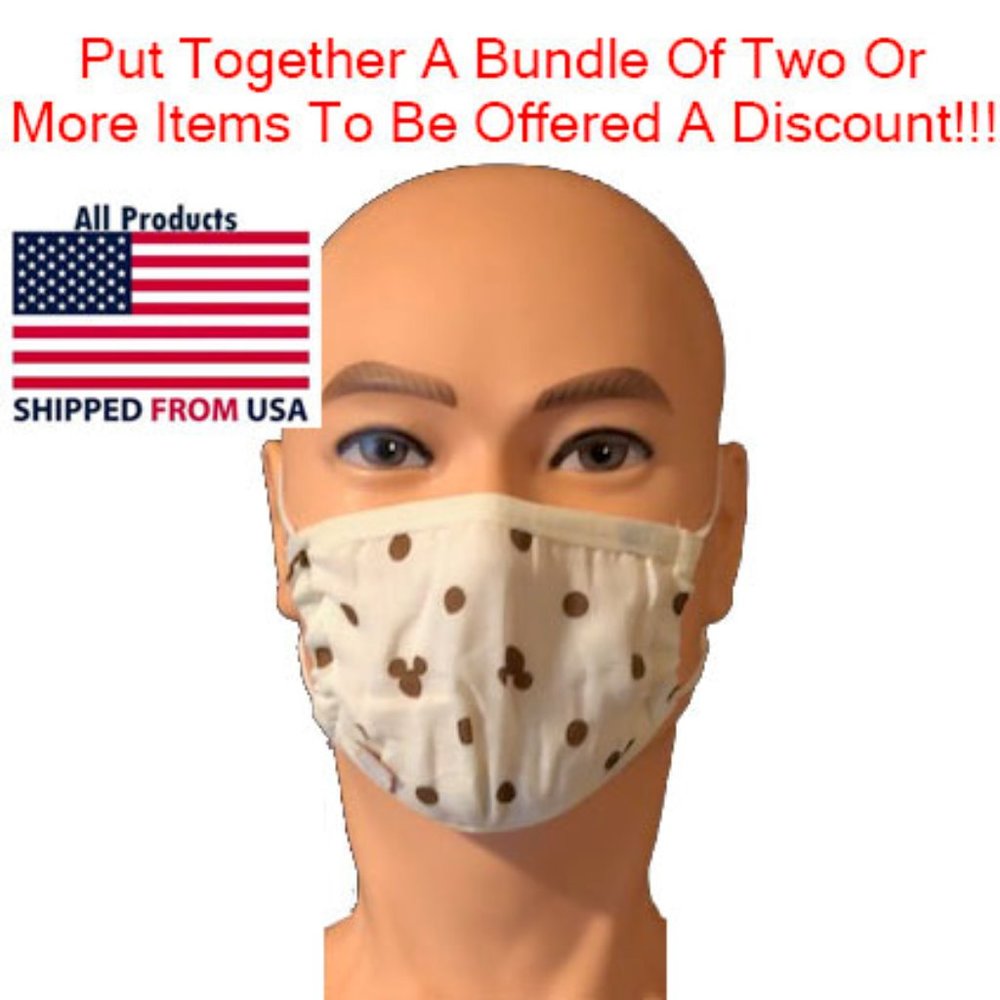 Children's Washable Face Mask Beige Mickey Mouse